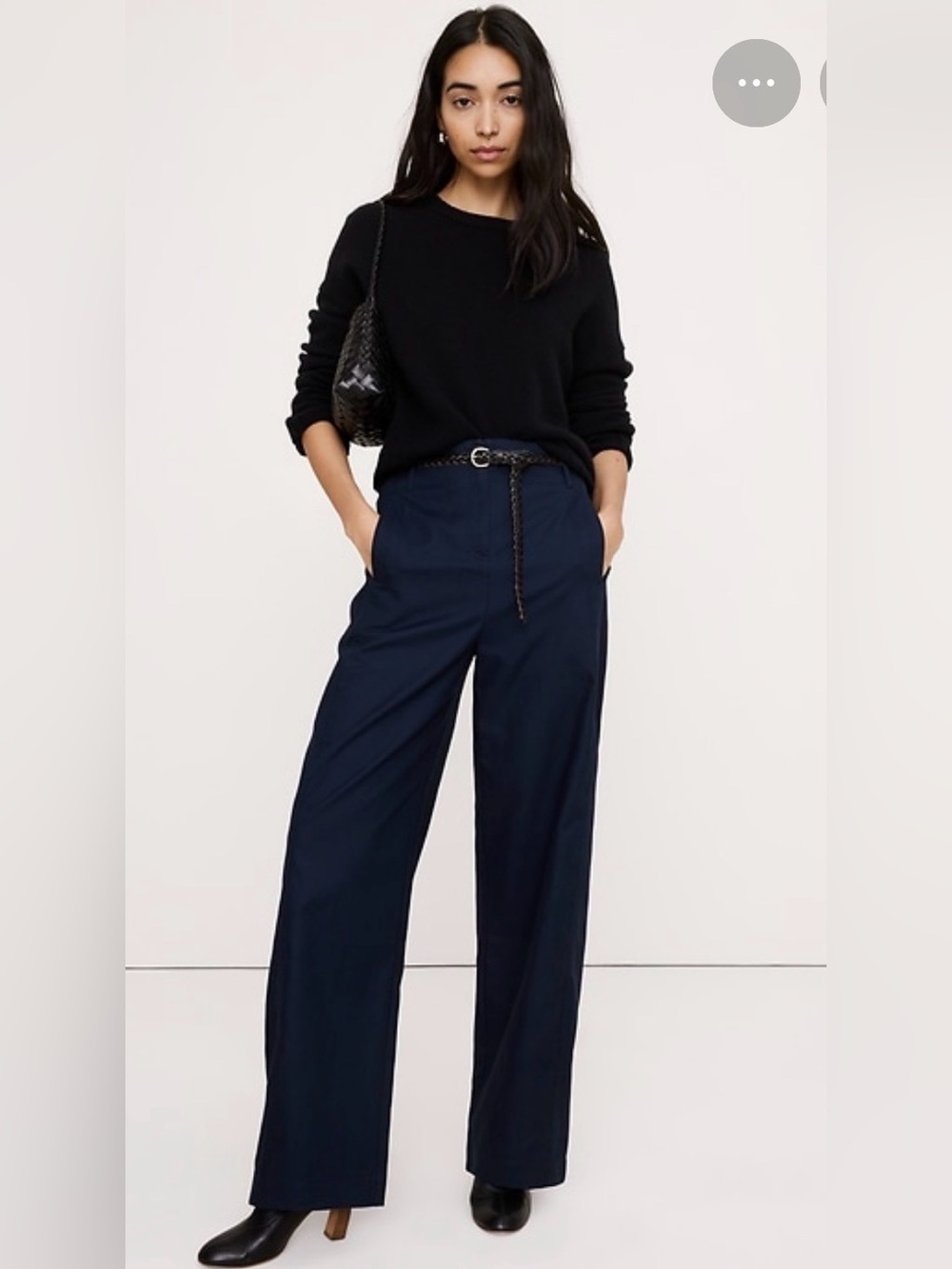 NWT Banana Republic Ultra High Rise Barrel Soft Chino Navy Pant Sz 8.